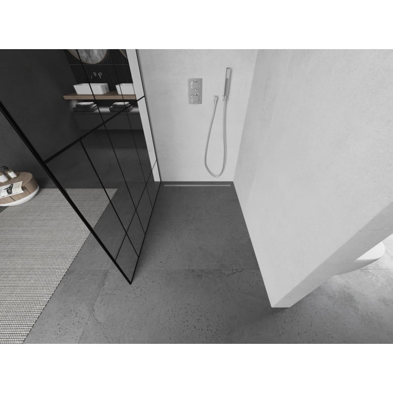 Mexen Kioto ścianka prysznicowa Walk-in 130 x 200 cm, czarny wzór 8 mm, chrom - 800-130-101-01-78
