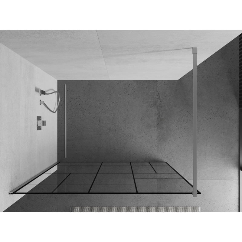 Mexen Kioto ścianka prysznicowa Walk-in 140 x 200 cm, czarny wzór 8 mm, chrom - 800-140-101-01-78