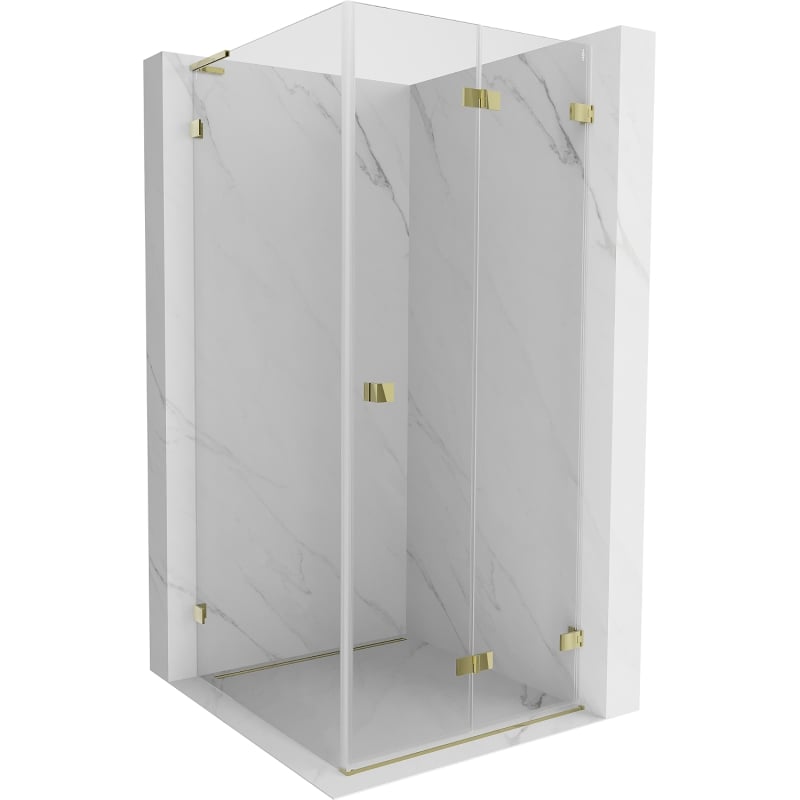 Mexen Lunar-F L kabina prysznicowa składana prawa 80 x 80 cm, transparent, złota - 836L-080-080-50-00-P