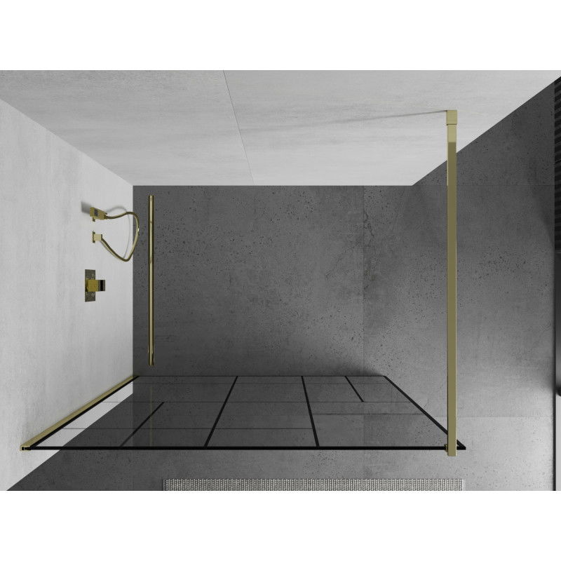 Mexen Kioto ścianka prysznicowa Walk-in 70 x 200 cm, czarny wzór 8 mm, złota - 800-070-101-50-78