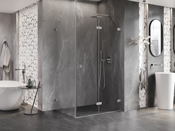 Mexen Lunar-F kabina prysznicowa składana prawa 95 x 70 cm, transparent, nikiel szczotkowany - 836-095-070-97-00-P