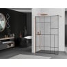 Mexen Kioto ścianka prysznicowa Walk-in 80 x 200 cm, czarny wzór 8 mm, różowe złoto - 800-080-101-60-78