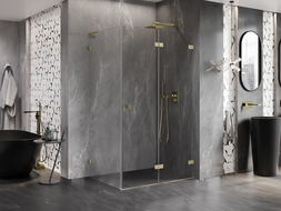 Mexen Lunar-F L kabina prysznicowa składana prawa 95 x 90 cm, transparent, złota szczotkowana - 836L-095-090-55-00-P