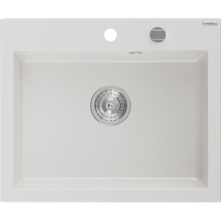 Mexen Elix zlewozmywak granitowy 1-komorowy 600 x 500 mm, biały, syfon chrom - 6525601005-20