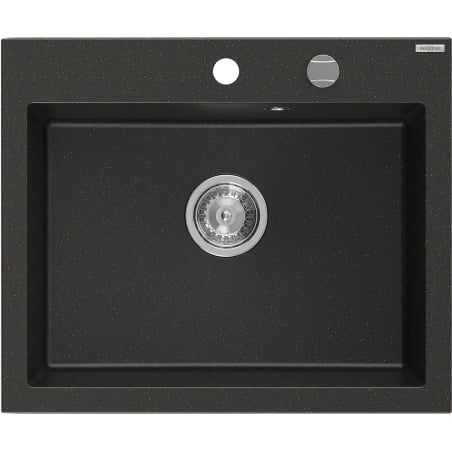 Mexen Elix zlewozmywak granitowy 1-komorowy 600 x 500 mm, czarny/złoty metalik, syfon chrom - 6525601005-75