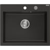 Mexen Elix zlewozmywak granitowy 1-komorowy 600 x 500 mm, czarny/złoty metalik, syfon chrom - 6525601005-75