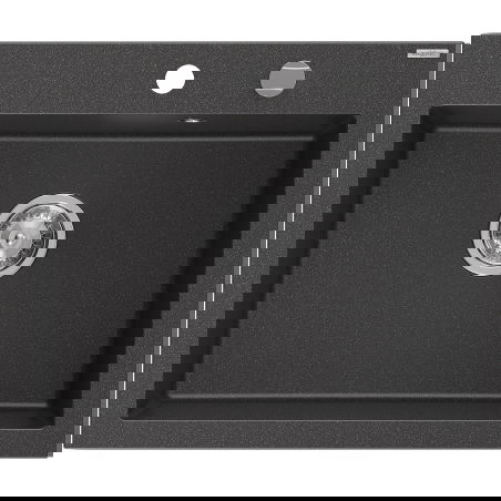 Mexen Elix zlewozmywak granitowy 1-komorowy 600 x 500 mm, czarny nakrapiany, syfon chrom - 6525601005-76