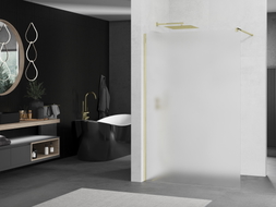 Mexen Kioto ścianka prysznicowa Walk-in 130 x 200 cm, szron 8 mm, złota - 800-130-101-50-30