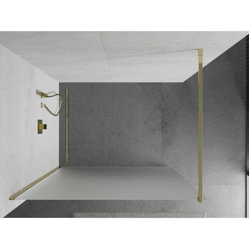 Mexen Kioto ścianka prysznicowa Walk-in 130 x 200 cm, szron 8 mm, złota - 800-130-101-50-30