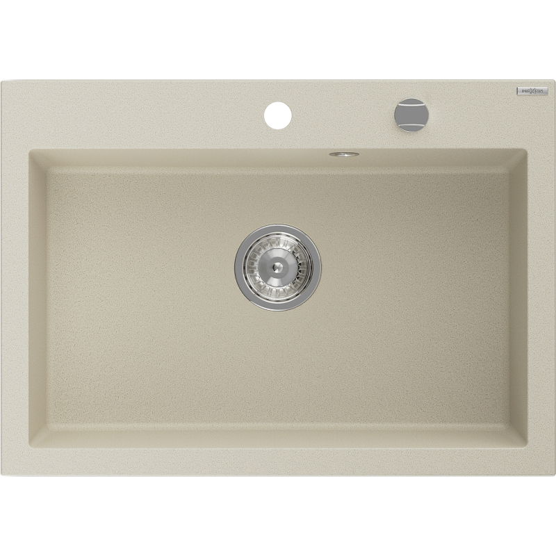 Mexen Elix zlewozmywak granitowy 1-komorowy 700 x 500 mm, beżowy, syfon chrom - 6526701005-69