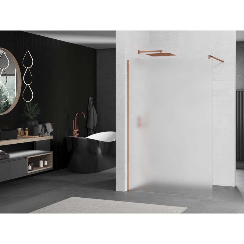 Mexen Kioto ścianka prysznicowa Walk-in 130 x 200 cm, szron 8 mm, różowe złoto - 800-130-101-60-30