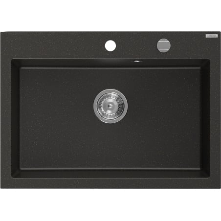 Mexen Elix zlewozmywak granitowy 1-komorowy 700 x 500 mm, czarny/złoty metalik, syfon chrom - 6526701005-75