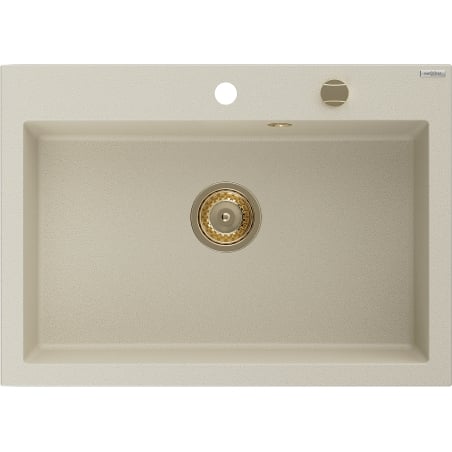 Mexen Elix zlewozmywak granitowy 1-komorowy 700 x 500 mm, beżowy, syfon złoty - 6526701005-69-G