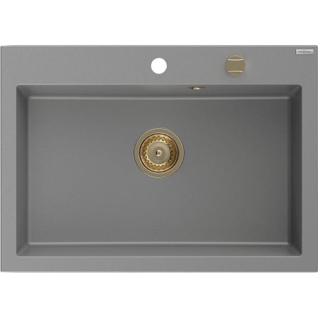 Mexen Elix zlewozmywak granitowy 1-komorowy 700 x 500 mm, szary, syfon złoty - 6526701005-71-G