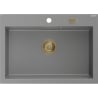 Mexen Elix zlewozmywak granitowy 1-komorowy 700 x 500 mm, szary, syfon złoty - 6526701005-71-G