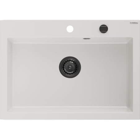 Mexen Elix zlewozmywak granitowy 1-komorowy 700 x 500 mm, biały, syfon czarny - 6526701005-20-B