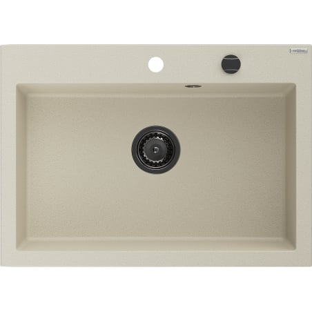 Mexen Elix zlewozmywak granitowy 1-komorowy 700 x 500 mm, beżowy, syfon czarny - 6526701005-69-B