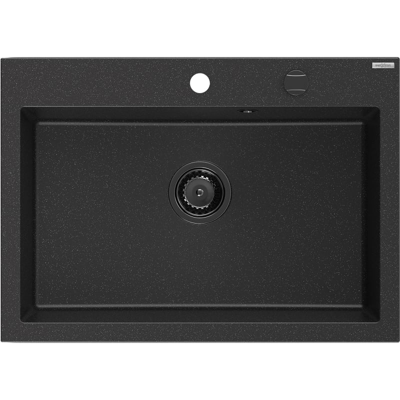 Mexen Elix zlewozmywak granitowy 1-komorowy 700 x 500 mm, czarny/srebrny metalik, syfon czarny - 6526701005-73-B
