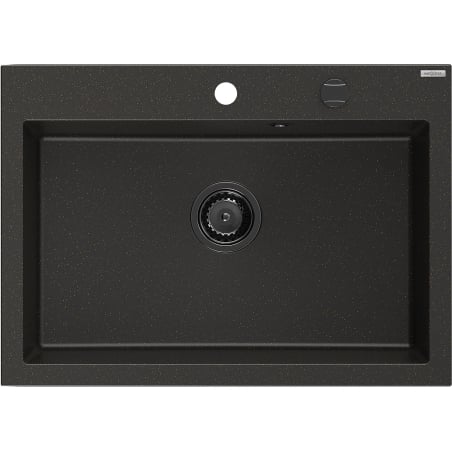 Mexen Elix zlewozmywak granitowy 1-komorowy 700 x 500 mm, czarny/złoty metalik, syfon czarny - 6526701005-75-B