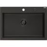 Mexen Elix zlewozmywak granitowy 1-komorowy 700 x 500 mm, czarny/złoty metalik, syfon czarny - 6526701005-75-B