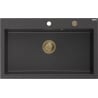 Mexen Elix zlewozmywak granitowy 1-komorowy 800 x 500 mm, czarny nakrapiany, syfon złoty - 6527801005-76-G