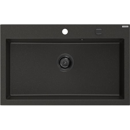 Mexen Elix zlewozmywak granitowy 1-komorowy 800 x 500 mm, czarny/złoty metalik, syfon czarny - 6527801005-75-B