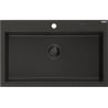 Mexen Elix zlewozmywak granitowy 1-komorowy 800 x 500 mm, czarny/złoty metalik, syfon czarny - 6527801005-75-B