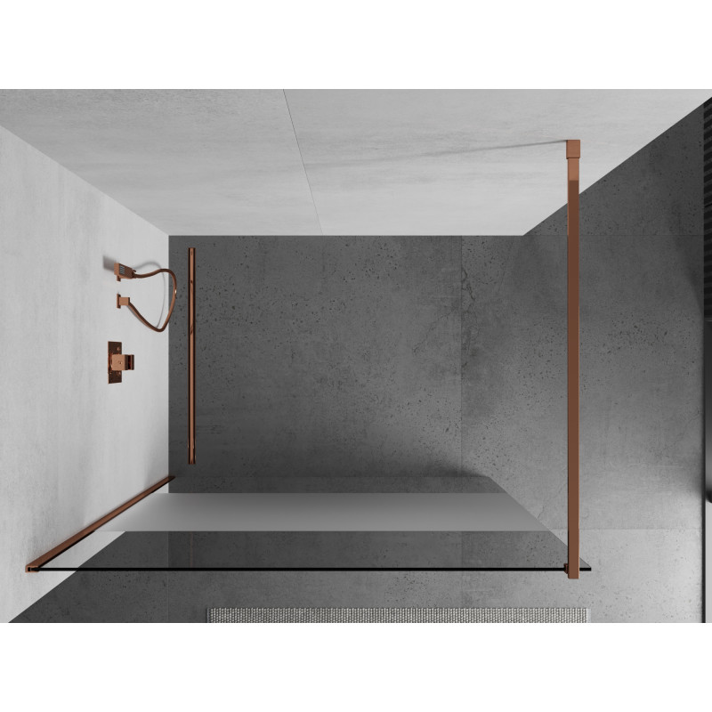 Mexen Kioto ścianka prysznicowa Walk-in 140 x 200 cm, transparent/szron 8 mm, różowe złoto - 800-140-101-60-35