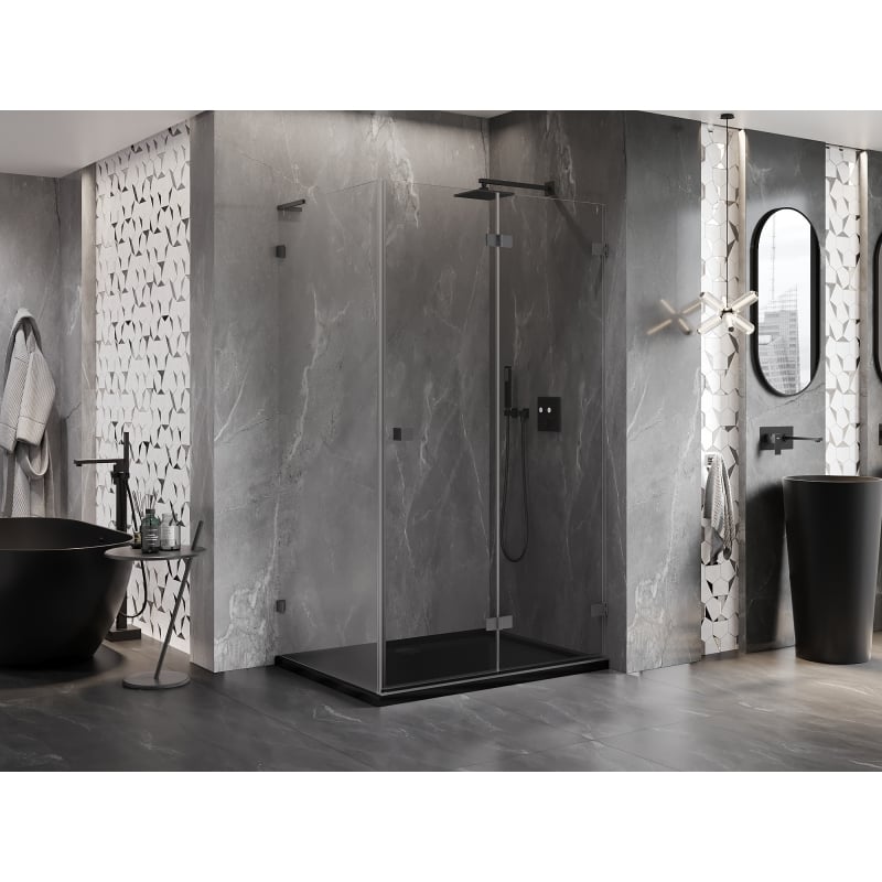 Mexen Lunar-F L kabina prysznicowa składana prawa 90 x 80 cm, transparent, gun metal - 836L-090-080-95-00-P
