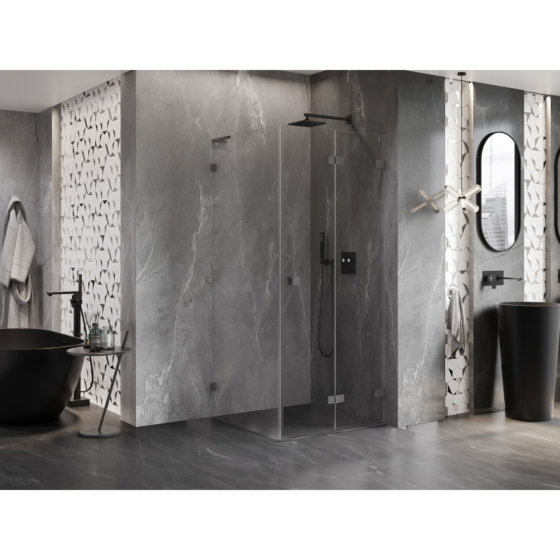 Mexen Lunar-F L kabina prysznicowa składana prawa 90 x 90 cm, transparent, gun metal - 836L-090-090-95-00-P