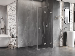 Mexen Lunar-F L kabina prysznicowa składana prawa 90 x 90 cm, transparent, nikiel szczotkowany - 836L-090-090-97-00-P