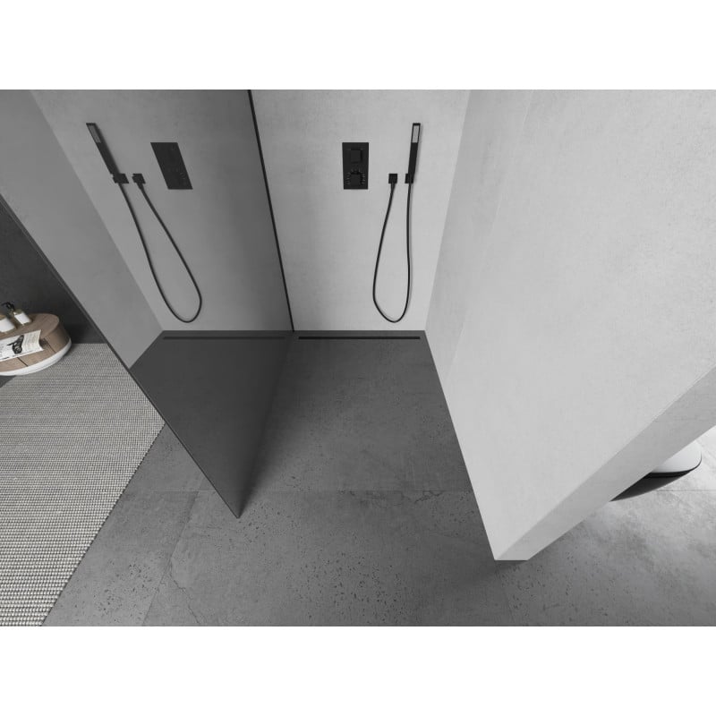 Mexen Kioto ścianka prysznicowa Walk-in 140 x 200 cm, lustro 8 mm, czarna - 800-140-101-70-50