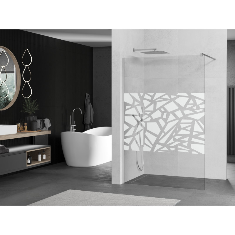 Mexen Kioto ścianka prysznicowa Walk-in 80 x 200 cm, biały wzór 8 mm, chrom - 800-080-101-01-85