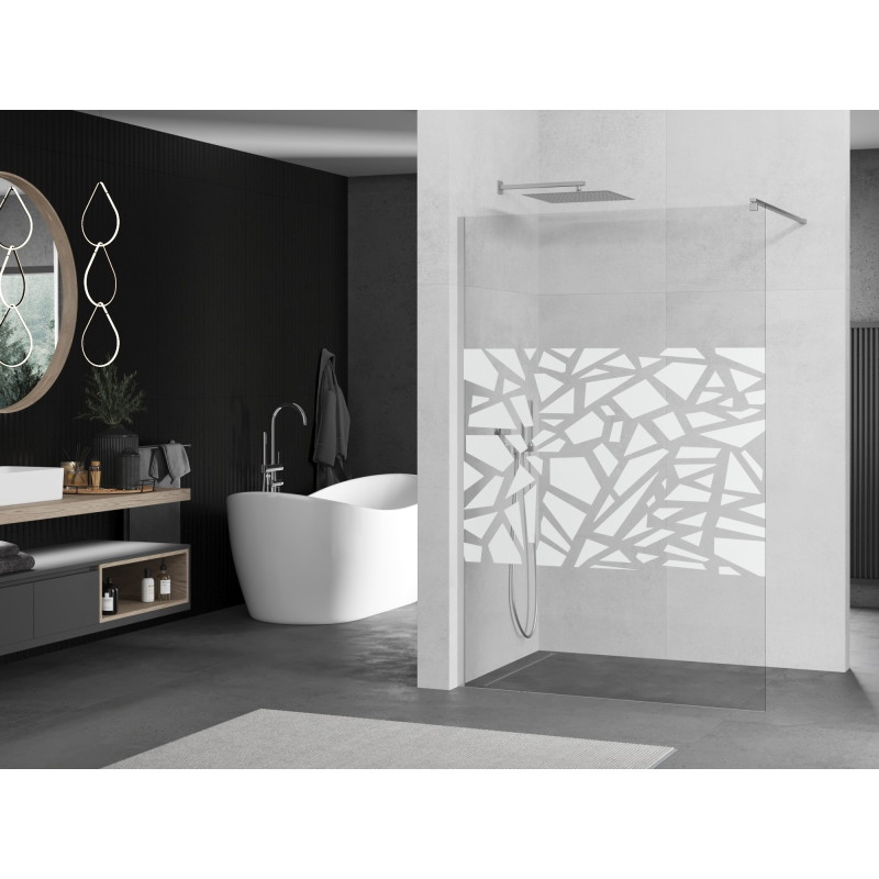Mexen Kioto ścianka prysznicowa Walk-in 110 x 200 cm, biały wzór 8 mm, chrom - 800-110-101-01-85