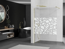Mexen Kioto ścianka prysznicowa Walk-in 70 x 200 cm, biały wzór 8 mm, złota - 800-070-101-50-85