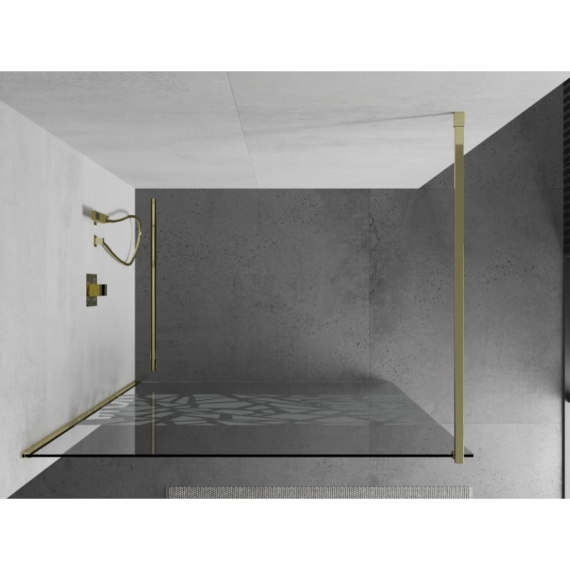 Mexen Kioto ścianka prysznicowa Walk-in 80 x 200 cm, biały wzór 8 mm, złota - 800-080-101-50-85