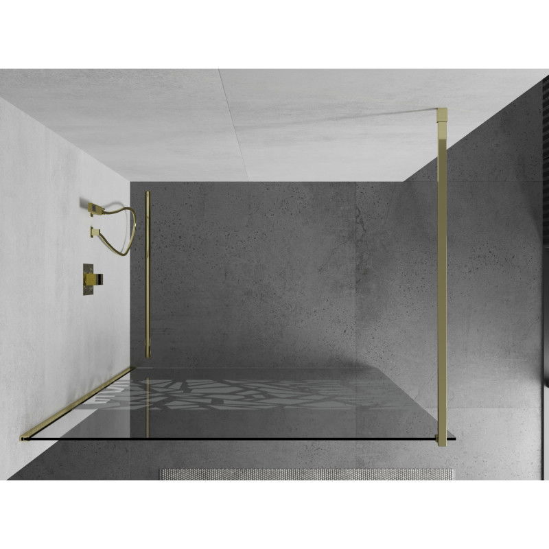 Mexen Kioto ścianka prysznicowa Walk-in 90 x 200 cm, biały wzór 8 mm, złota - 800-090-101-50-85