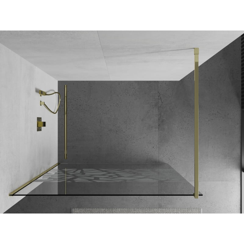 Mexen Kioto ścianka prysznicowa Walk-in 110 x 200 cm, biały wzór 8 mm, złota - 800-110-101-50-85