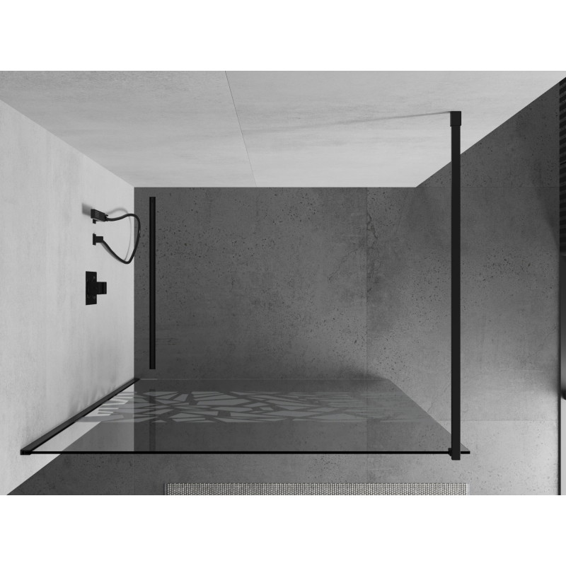 Mexen Kioto ścianka prysznicowa Walk-in 70 x 200 cm, biały wzór 8 mm, czarna - 800-070-101-70-85