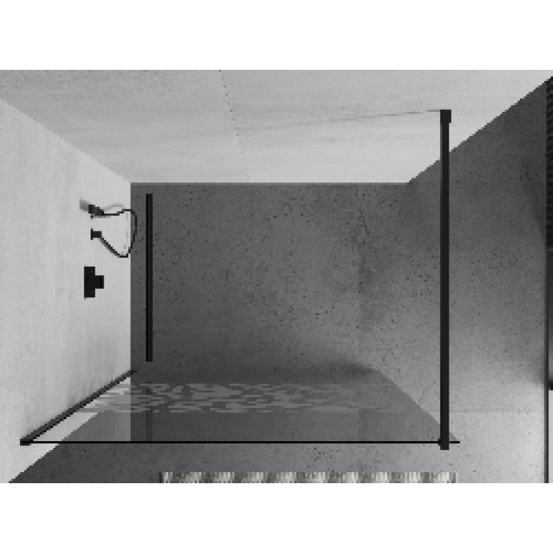 Mexen Kioto ścianka prysznicowa Walk-in 80 x 200 cm, biały wzór 8 mm, czarna - 800-080-101-70-85