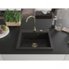 Mexen Elix zlewozmywak granitowy 1-komorowy 600 x 500 mm, czarny/złoty metalik, syfon złoty - 6525601005-75-G