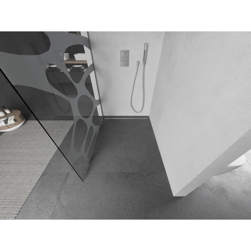Mexen Kioto ścianka prysznicowa Walk-in 90 x 200 cm, biała fala 8 mm, chrom - 800-090-101-01-97