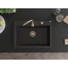 Mexen Elix zlewozmywak granitowy 1-komorowy 700 x 500 mm, czarny/złoty metalik, syfon złoty - 6526701005-75-G
