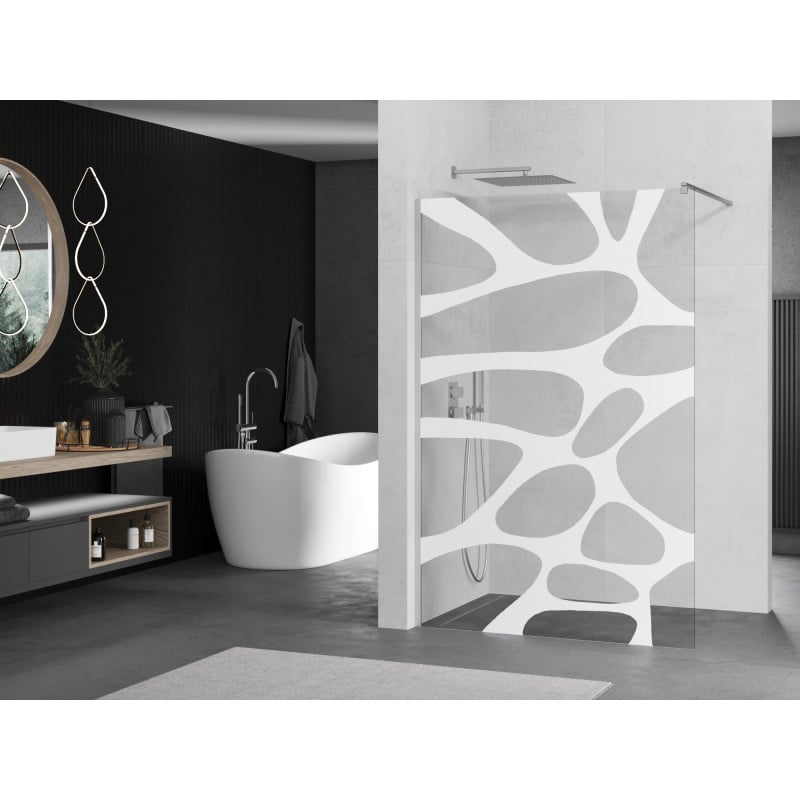 Mexen Kioto ścianka prysznicowa Walk-in 130 x 200 cm, biała fala 8 mm, chrom - 800-130-101-01-97