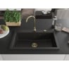 Mexen Elix zlewozmywak granitowy 1-komorowy 800 x 500 mm, czarny/złoty metalik, syfon złoty - 6527801005-75-G