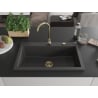 Mexen Elix zlewozmywak granitowy 1-komorowy 800 x 500 mm, czarny nakrapiany, syfon złoty - 6527801005-76-G