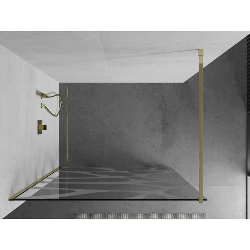 Mexen Kioto ścianka prysznicowa Walk-in 80 x 200 cm, biała fala 8 mm, złota - 800-080-101-50-97