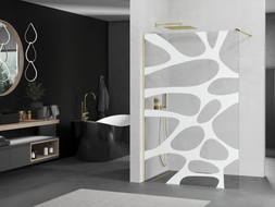Mexen Kioto ścianka prysznicowa Walk-in 90 x 200 cm, biała fala 8 mm, złota - 800-090-101-50-97