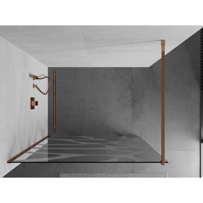 Mexen Kioto ścianka prysznicowa Walk-in 120 x 200 cm, biała fala 8 mm, różowe złoto - 800-120-101-60-97
