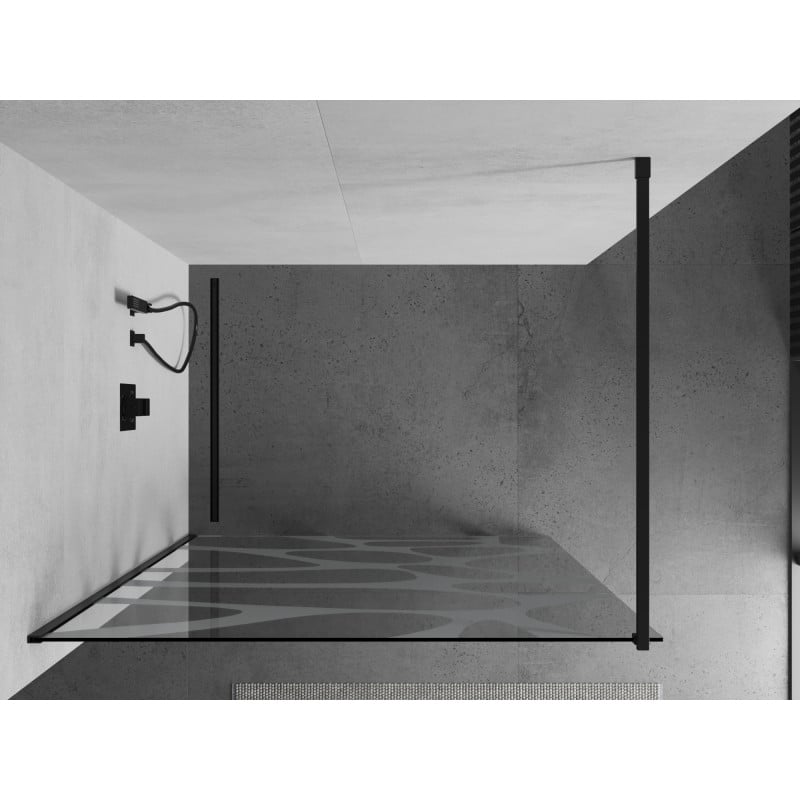 Mexen Kioto ścianka prysznicowa Walk-in 70 x 200 cm, biała fala 8 mm, czarna - 800-070-101-70-97
